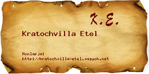 Kratochvilla Etel névjegykártya